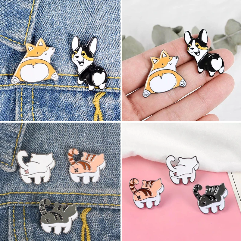 dfhdrtj S/éduisant Mignon Cartoon Animal Broches Corgi Femmes Broche /Émail Broches Chapeau V/êtements D/écor