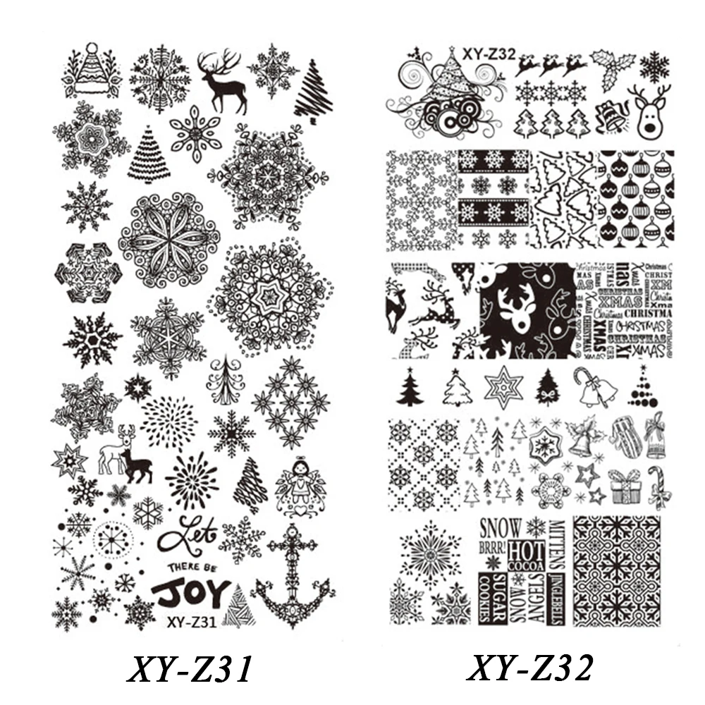 Полная красота 1 шт. Рождество ногтей штамповки пластины снег хлопья звезда колокольчики кружево нержавеющая сталь Декор ногтей лак шаблоны инструмент CHXY