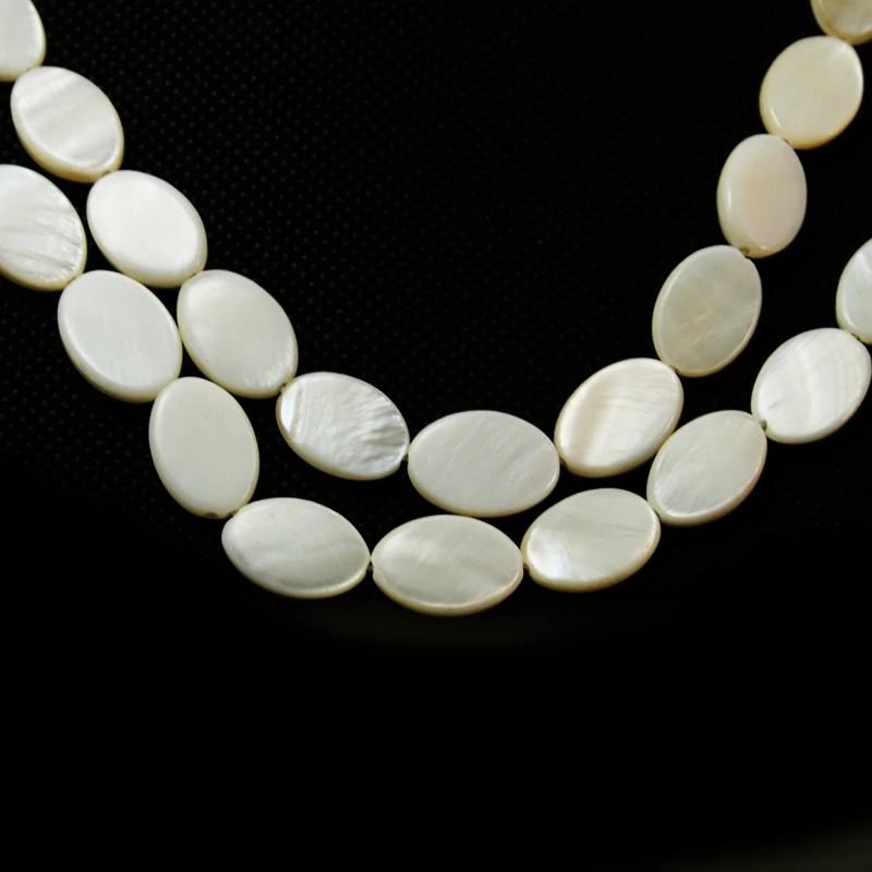 

26pcs White Flat Oval shape Natural Freshwater Shell Beads MOP Beads Fit Bracelets Necklaces Jewelry DIY Craft For Female Gift