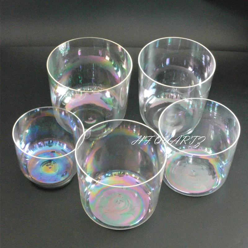 

HF Quartz Crystal Singing Bowl with Cosmic Light Customizable Colorful Note C/D/E/F/G/A/B/A# 4th Octave 5.25"-6