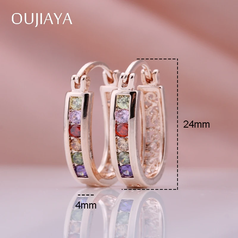 OUJIAYA, Роскошные, 585, розовое золото, простые серьги, белый натуральный циркон, длинные висячие серьги, прекрасные женские свадебные украшения, а185