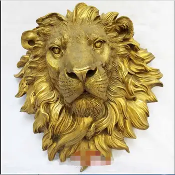 

West Art pure bronze sculpture carvings fierce beast of prey lion head statue