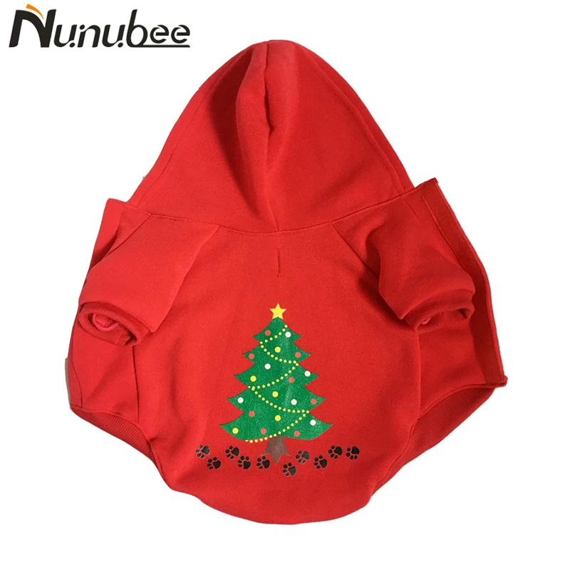 Nunubee осенне-зимняя одежда для собак, пальто с капюшоном, теплое флисовое рождественское пальто для собак, праздничные подарки, французская одежда для бульдога для собак