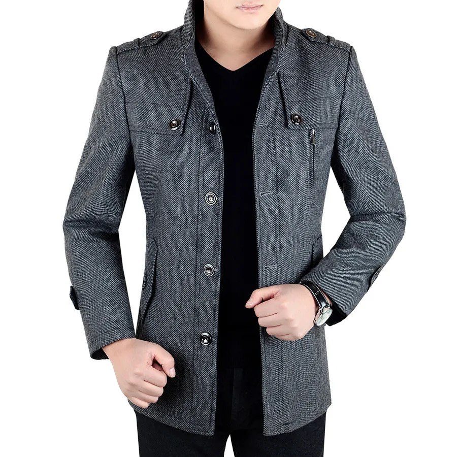Men's Wool Jackets 2018 Spring Autumn Brand Men Woolen Coats Middle