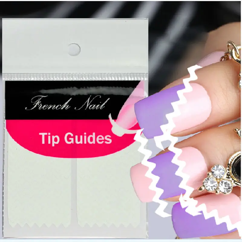 

2 Sheets Hot Sale Designer Creative French Manicure Wave Edge Tip Guides Nail Art Sticker Nail Art Tools Wholesale