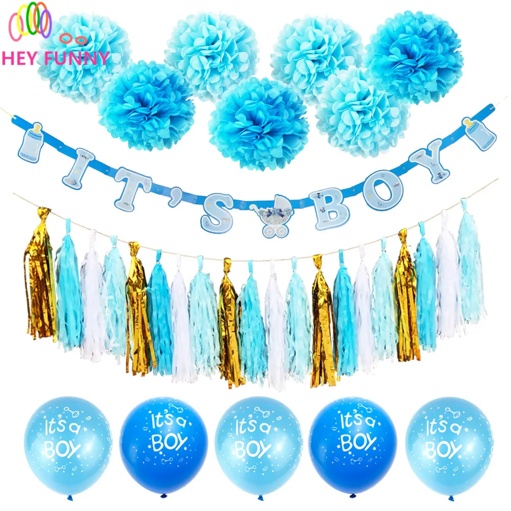 Hey Lucu 1 Set Yang Anak Gadis Dekorasi Bunting Partai Banner Baptisan Nikmat Supplies Biru Pink Baby Shower Shower Shower Shower Baby Showershower Boy Aliexpress