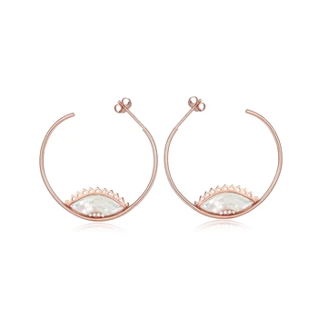 

925 Sterling Silver Rainbow Abalone Shell Crown Earring Gold/Rose Big Round Hanging Stud Earring Small Diamond Earring For Women