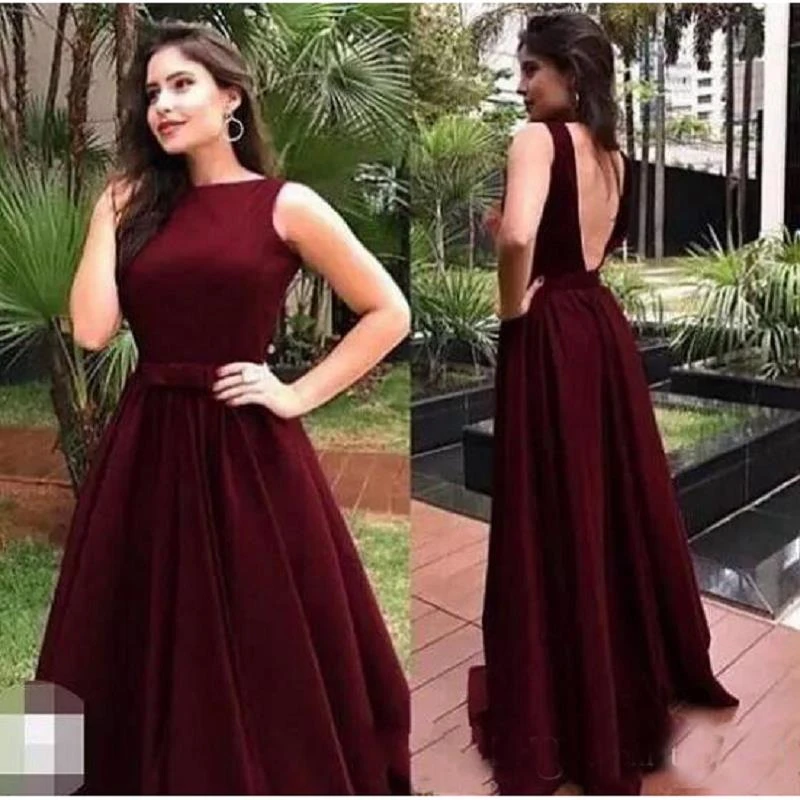 burgundy backless dress