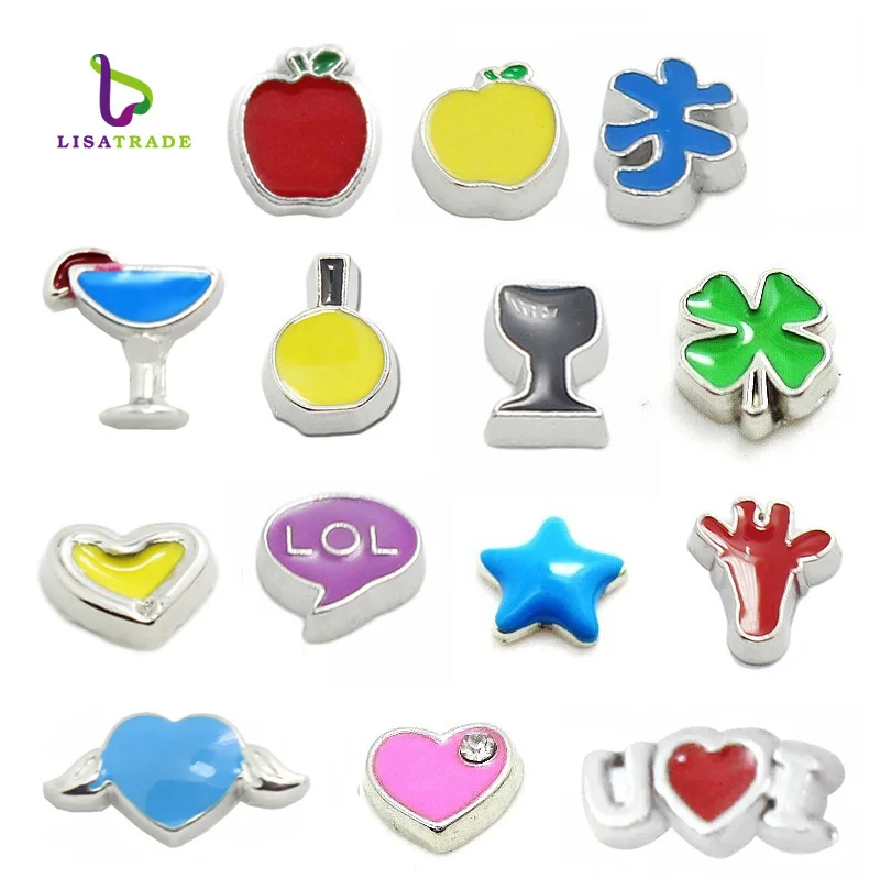 

10PCS!! Floating charms Mix Color Zinc Alloy Fit Floating lockets & Floating locket bracelet LSFC01-399*10