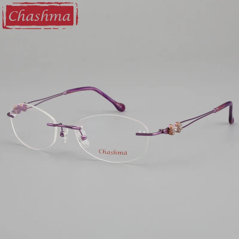 Purple Chashma, брендовая дизайнерская оправа без оправы, женские качественные модные очки без оправы, оптические очки, женские прозрачные линзы - Цвет оправы: Purple