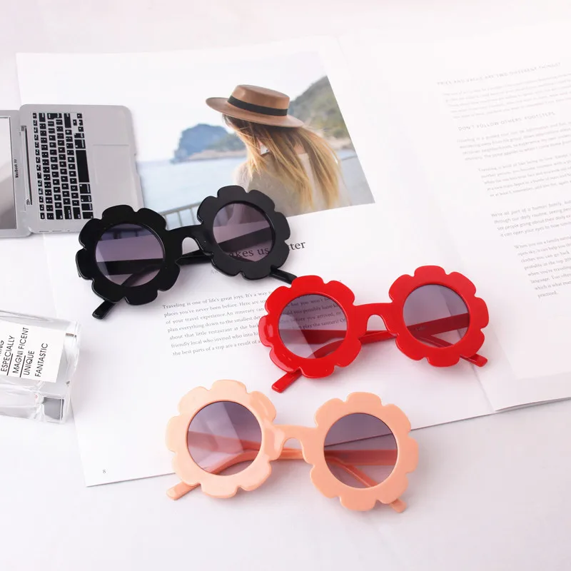 

2019 NEW arrived Sun Flower Round Cute kids sunglasses UV400 for Boy girls Lovely baby Sun glasses Children Oculos de sol