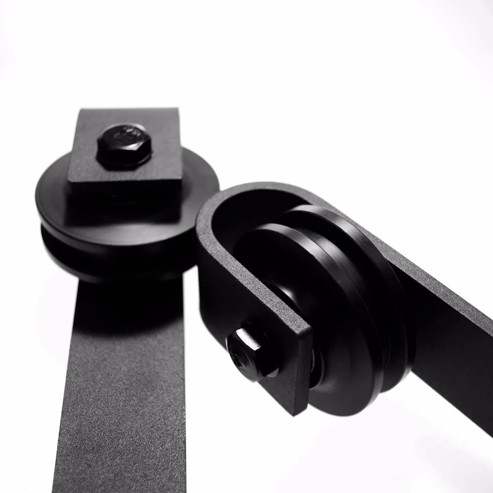 LWZH 10ft-12.6ft American Style Top Mount Black Carton Steel Crown Shaped Closet Sliding Barn Door Hardware Kit for Double Door