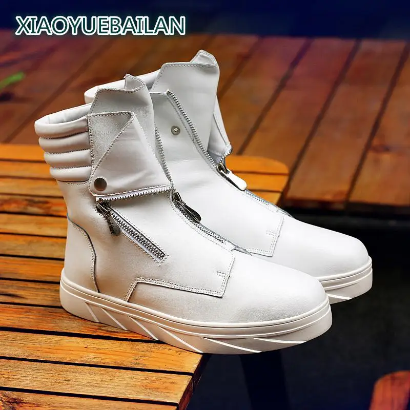 

Stage Performance, Men's Boots Long Red Martin Boots, Personalized Zipper Boots