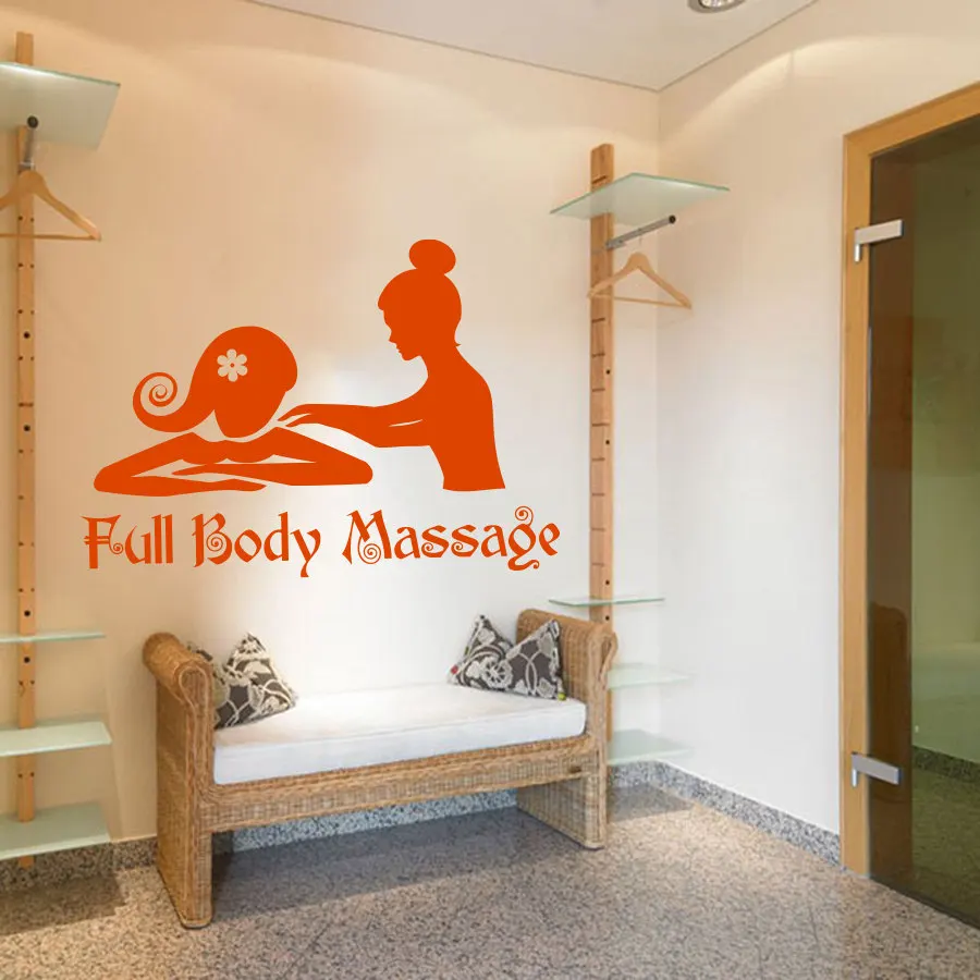 Full Body Massage Sign Vinyl Wall Sticker Day Spa Center Wall Decal