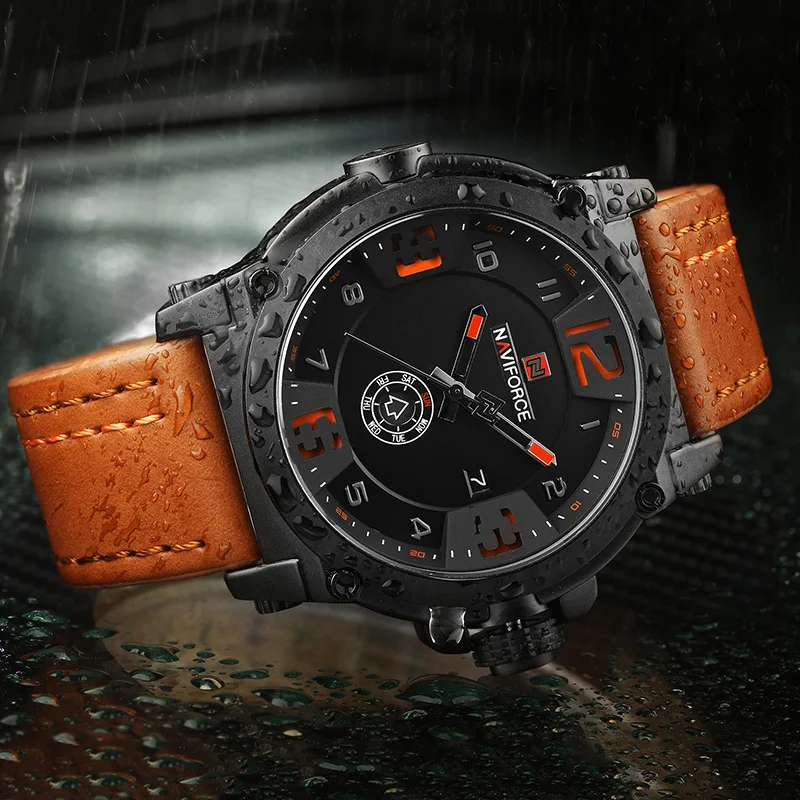 NAVIFORCE Relogio Masculino Militar кожаные часы мужские 2018 ударопрочные военные спортивные для
