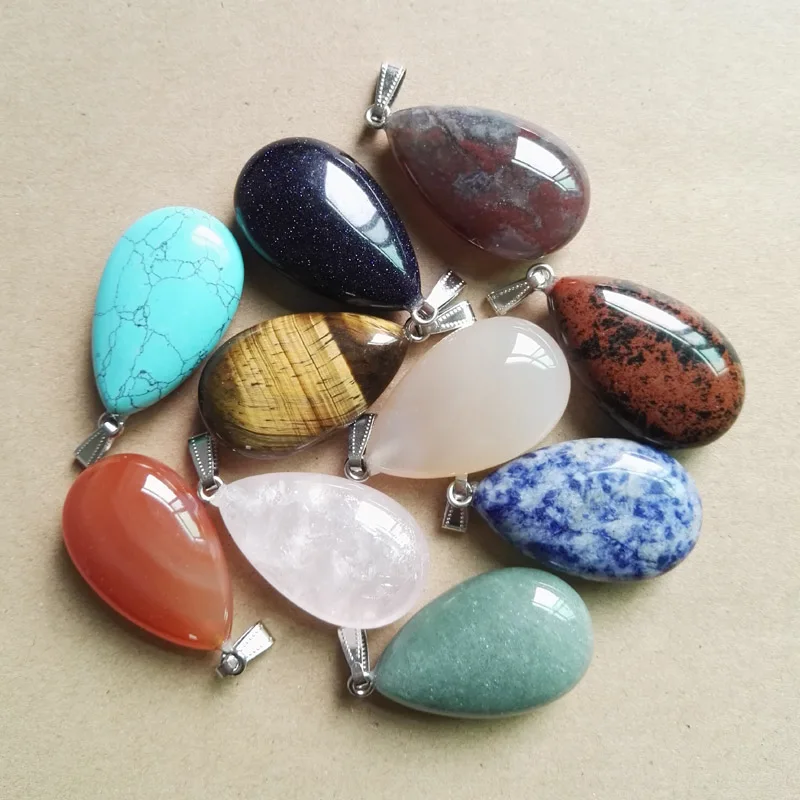 wholesale natural stone pendants big water drop pendant Charms mixed