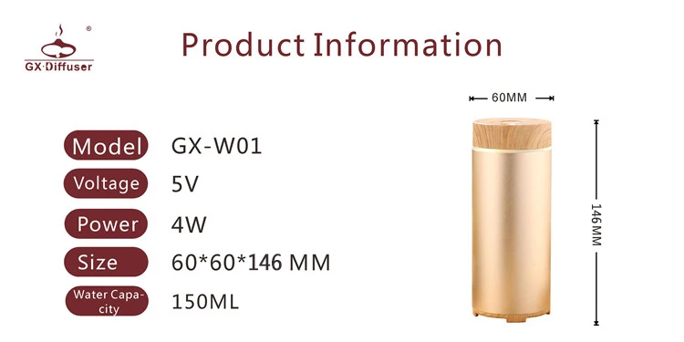 GX. Диффузор мини 150 мл портативный Ароматерапия Эфирные масла диффузор USB увлажнитель воздуха Электрический Арома диффузор Fogger для автомобиля