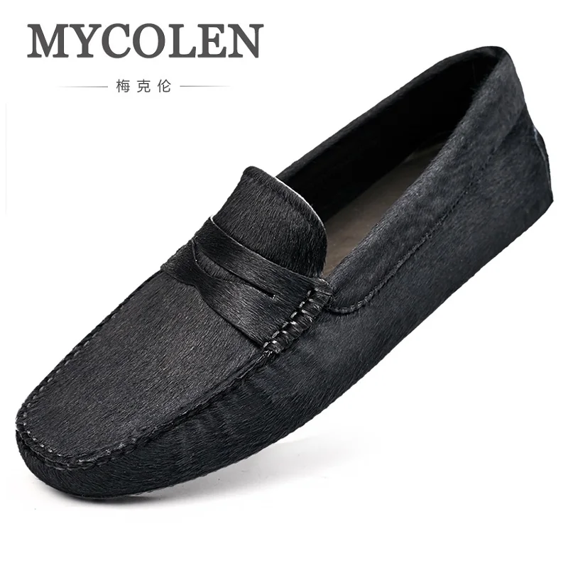 

MYCOLEN Hot Sale Black Flats Men Shoes Slip-On Driving Soft Comfortable Shoes 2018 Designer Brand Elegant Carrefour Shoes