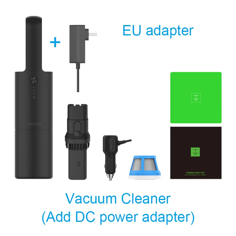 XIAOMI CLEANFLY FVQ портативный автомобильный домашний пылесос беспроводной ручной пылесос сильный всасывающий быстрый заряд для автомобиля и дома - Цвет: Add EU adapter