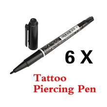 Body Art 6 x Dual Skin rotulador Scribe Pen Tattoo Piercing Tool Supply