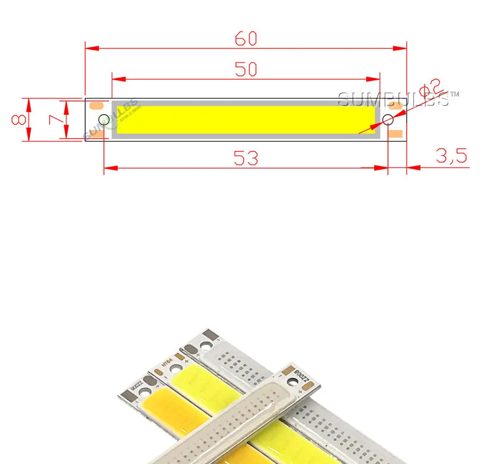 608mm 2V 3V COB LED Light Bulb 60mm Strip Red Bule Warm Cool White 1W 3W 3.7V LED Lighting Source for DIY Work Lamps (1)