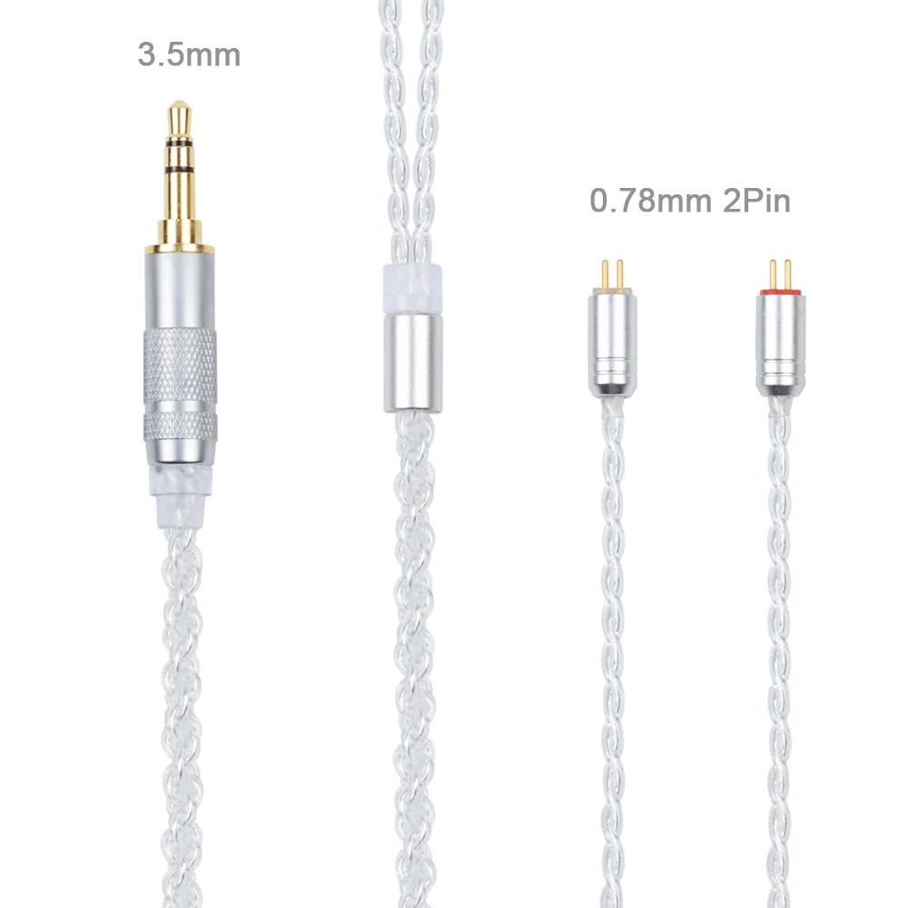 Nicehck MMCX/2Pin разъем 4,4/3,5/2,5 мм сбалансированный 4-х ядерный посеребренный кабель для SE846 ZS10 ZS6 TFZ nicehck HK6 HK8 без Ушные крючки - Цвет: 3.5mm With 2Pin