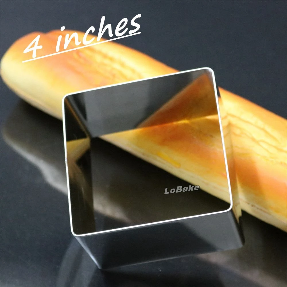 4 inches square shape small size fine steel mousse molds cheese