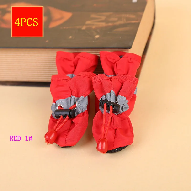 

4 Pcs/Set Lovely Non-slip Solid Waterproof Rain Boots Autumn Winter Dogs Paws Soft Shoe Portable Pet Dog Shoes Cover@LS