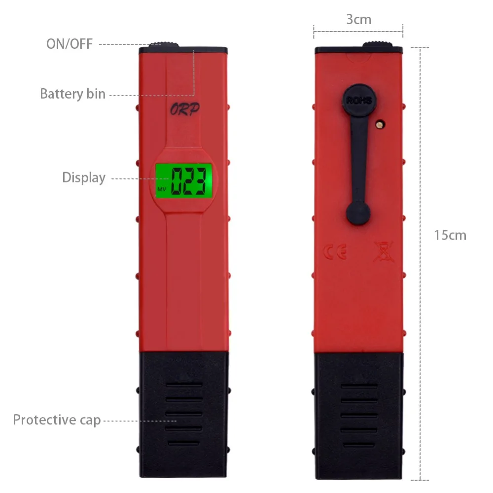 yieryi 100% New Brand ORP-2069 LCD Digital Type Red Pen Tester Water Quantity Pool Tester ORP Meter for Hydrogen generator
