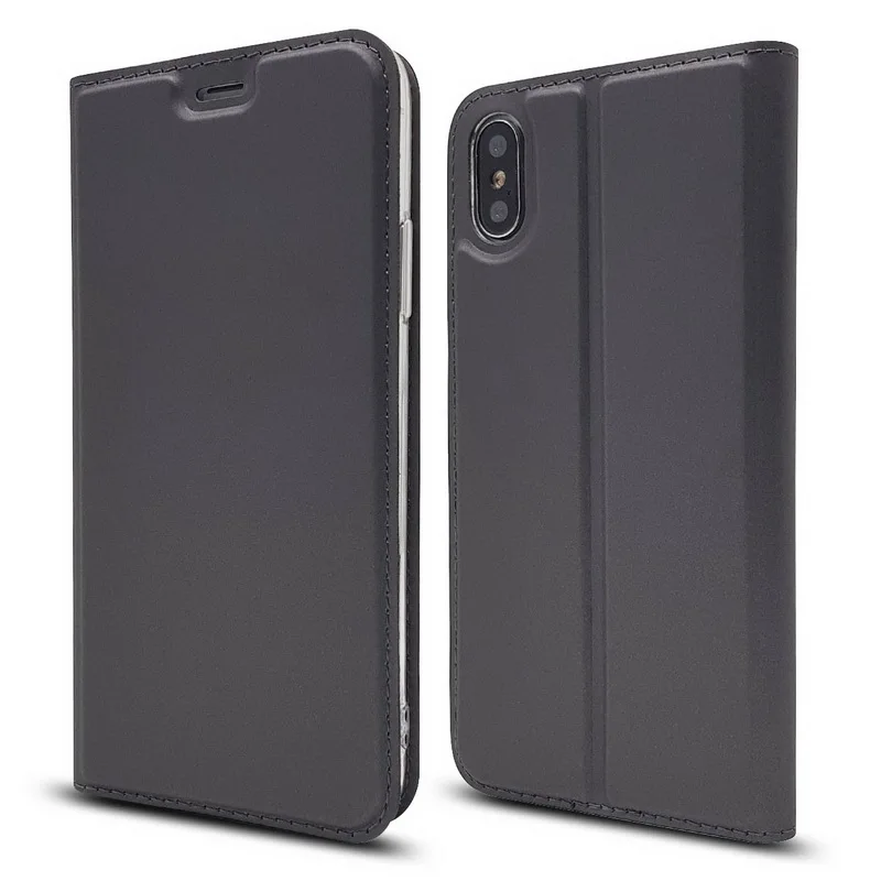 Для магнитного бумажника кожаный чехол для iPhone 7 8 Plus чехол для телефона Ультра Тонкий деловой чехол для iPhone X XR XS Max 6 6S 5S - Цвет: Black