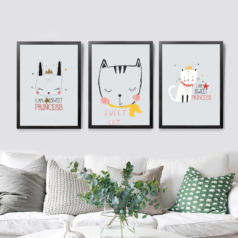 

Cartoon Animals Pictures Fashion Home Art Print, Sweet Princess Canvas Wall Picture Print Poster For Home Wall Decor HD2286