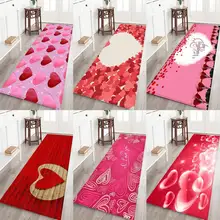 3D Rose Printed Flannel Fabric Area Rug for Valentine's Day Home Party Decoration Home Red Rose Pattern Water Absorbency Carpet