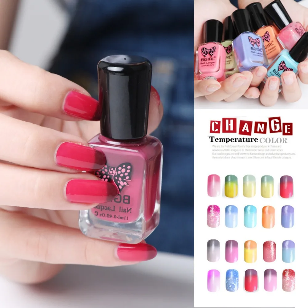 1 Bottle 11ml Bean paste Temperature Color Changing Polish Thermal Nail Polish Peel Off Nail 