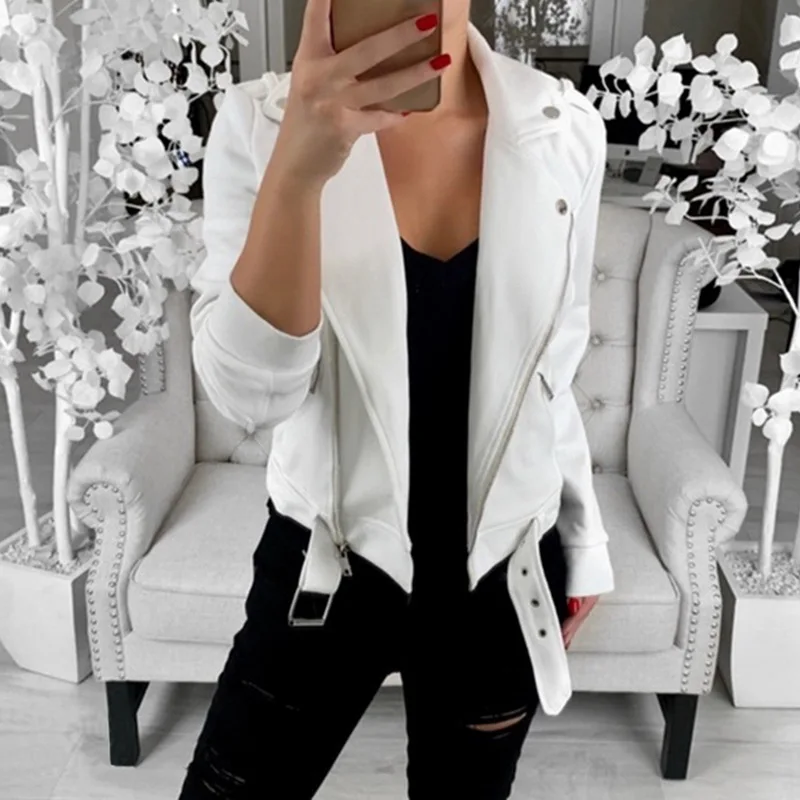 

SFIT Autumn Women Black Slim Cool Lady Jackets Sweet Female Zipper Femme Outwear Plus Size Coats Long Sleeve Basic Jackets