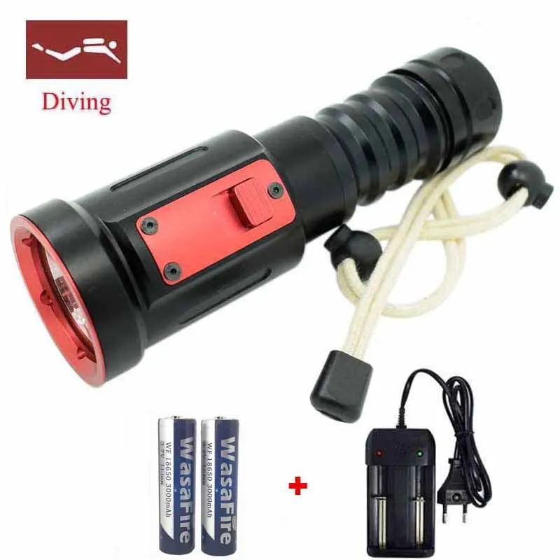 

underwater lights XML-L2 5000 Lumen LED Diving Flashlight Diving Torch Waterproof 100m Diver Torch+2x18650 Battery+Charger