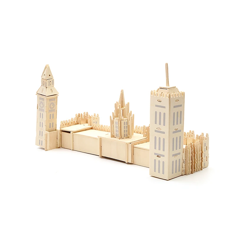 3D деревянные головоломки детские трехмерные мозаичные Строительные Модели Деревянные DIY ручной сборки взрослых головоломки Биг Бен