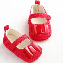Цветок кроватки мягкие walker подошва с принтом обувь для новорожденных дети девушка Т-образным ремешком обувь для малышей зимняя одежда