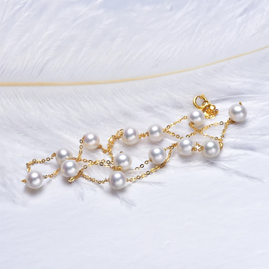 Ys 18k Gold 5 5mm White Pearl Necklace China Freshwater 18k Gold 5 5mm White Pearl Necklace