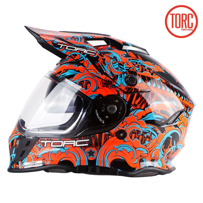 Гривна мотоцикл анфас мотоциклетный шлем Casco двойной линзы motorcross бездорожью шлем gearracing Мода Профессиональный T331 - Цвет: Orange Energy