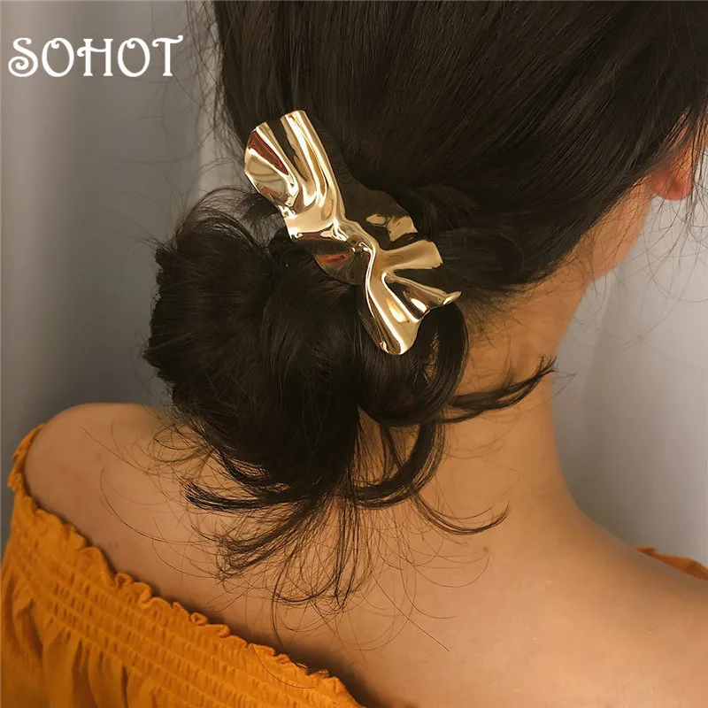 

SOHOT Punk Style Irregular Gold Silver Color Alloy Women Hairwear Barrettes Spring Hairpin Creative Ethnic Lady Headdress Gift