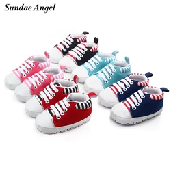 Sundae Angel Girl boy newborn infant baby shoe Canvas Lace Up Wearproof Anti-slip Stripe first walkers soft infant toddler shoes Sundae Angel Girl boy newborn infant baby shoe Canvas Lace Up Wearproof Anti-slip Stripe first walkers soft infant toddler shoes