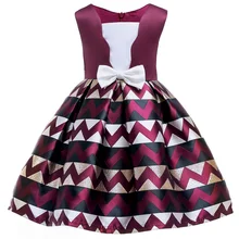 Новинка года; летнее стильное платье принцессы с бантом для девочек; легкое яркое праздничное платье с волнистым узором; детское модное милое платье