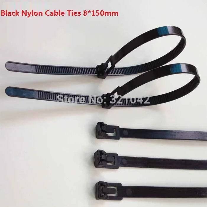 

250pcs/lot Black Nylon Cable Ties 8*150mm Zip tie for Electric cable or wire