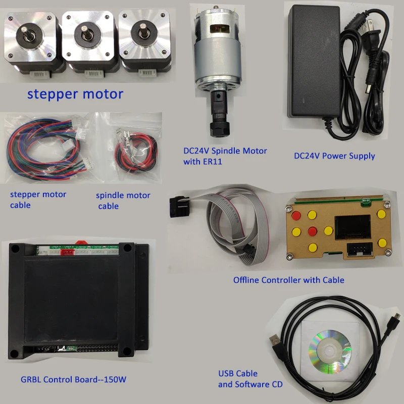 

DIY 3-Axis Wood Router CNC Engraver Controller Kit for CNC Laser Engraving Machine Control component GRBL Spindle Stepper motor