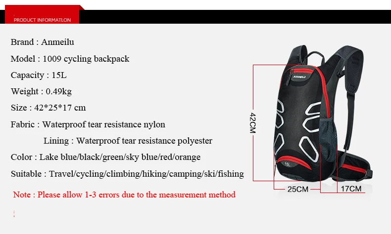Clearance ANMEILU Bike Bag Bicycle Bag Hiking Outdoor Cycling Hydration Backpack 2L Water Bag Bladder Bolsa Bicicleta 4