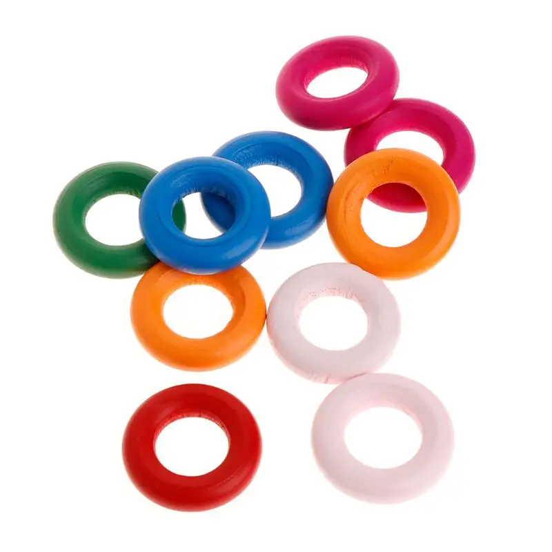 10 Pcs/Set Wooden Ring Parrot Toys Bite Chew Play Natural Colorful Rings Decoration Birds Parakeet Toy DIY Accessories