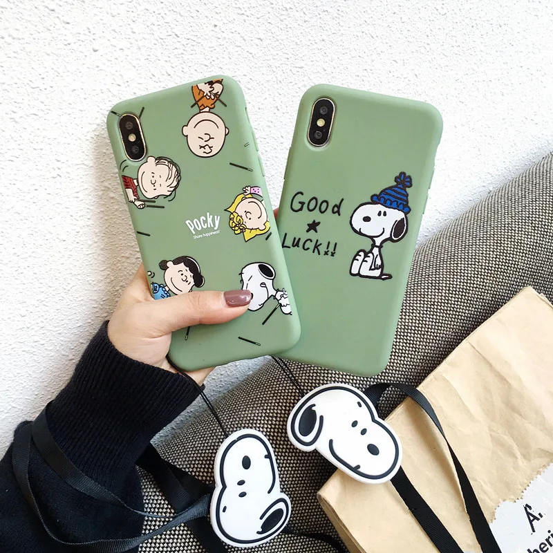 

Cartoon Case for iPhone 6 6S 7 8 Plus X XS Max XR Back Cover Soft with Strap