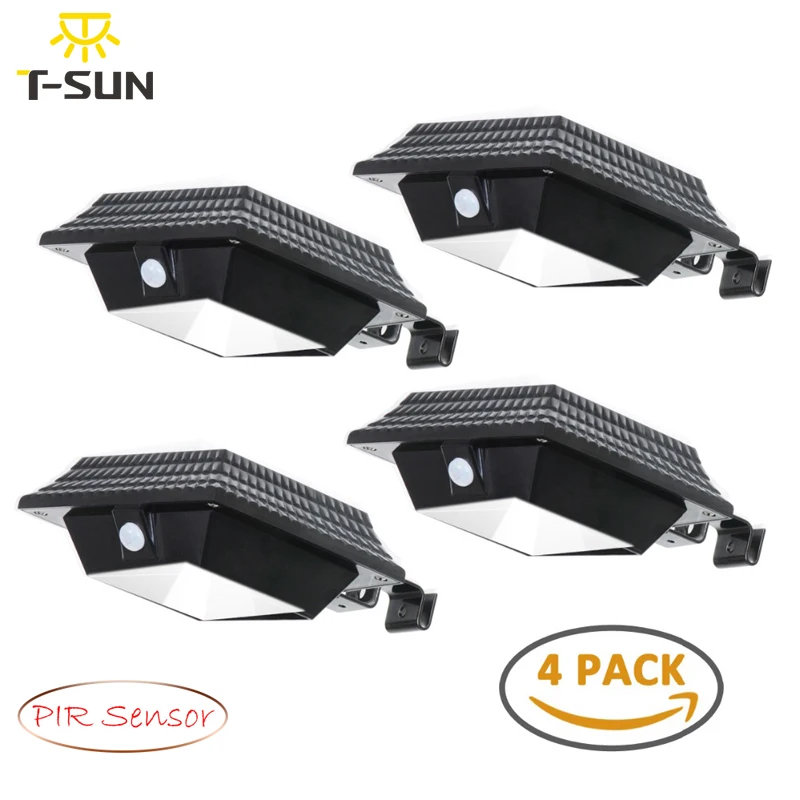Sensor à Prova Iluminação do Ponto Luz de Rua ao ar T-sunrise Pacote Solar Dwaterproof Água Calha Livre Caminho Lâmpada Parede Diodo Emissor Luz 4 Led