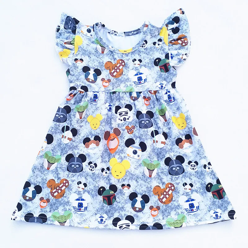 Коллекция года, Новое поступление, летнее платье с жемчугом и изображением головы Микки Мауса летняя одежда Эксклюзивное платье для маленьких детей размеры от 12 месяцев до 7 лет