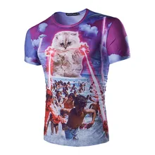 Marke t-shirt männer t-shirt homme t-shirt homme kompression shirt UFO laser katze 3D digitaldruck männer schließen ärmeln T-shirt
